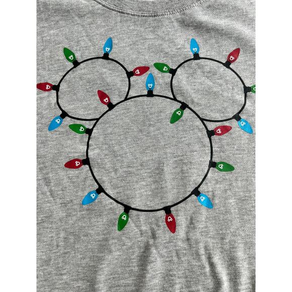 Disney Mickey Mouse holiday lights gray pullover sweater size Medium - Picture 2 of 7